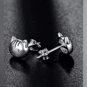 Cute Mini Stainless Steel Cat Stud Earrings